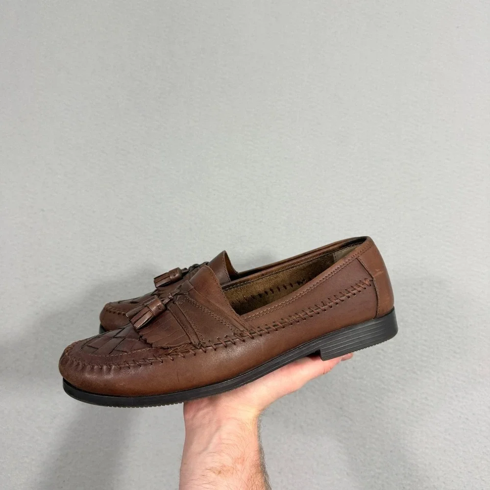 Giorgio Brutini Loafers Mens 10M Brown Austin Tassels Woven Leather Kiltie